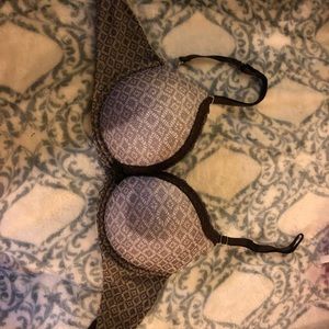 Black and gray lacy bra